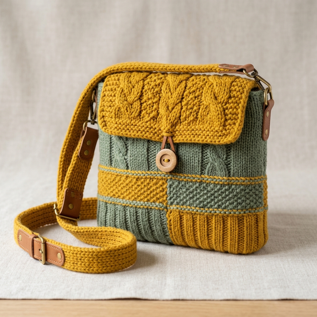 Tas Rajut Kuning Hijau